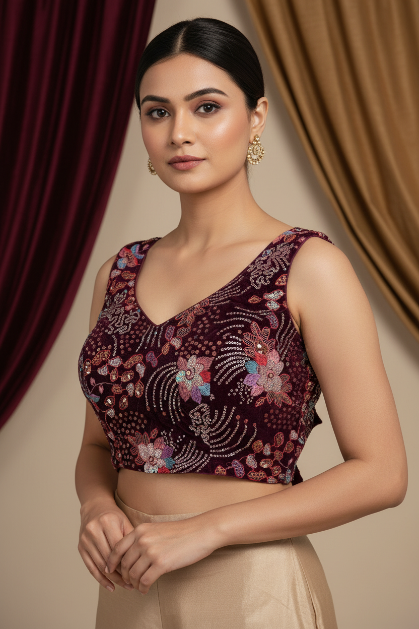 Velvet blouses by Kurti Connection USA