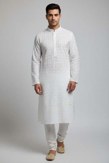 Soft cotton chikankari kurta pajama set by Kurti Connection USA