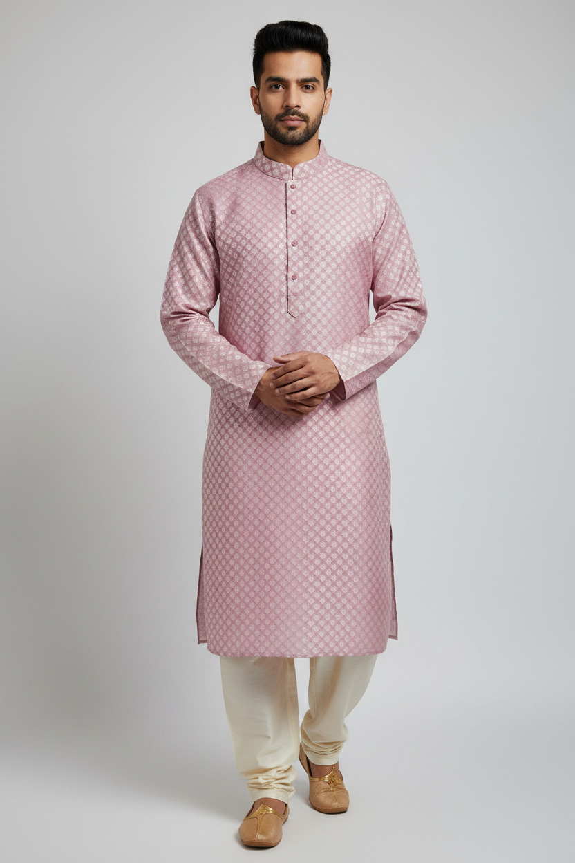 Silk cotton kurta set for men by Kurti Connection USA