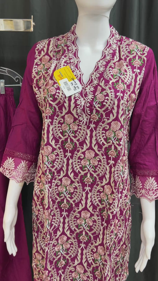 Embroidered party wear suit