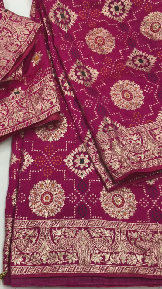 Dark pink bandhini saree